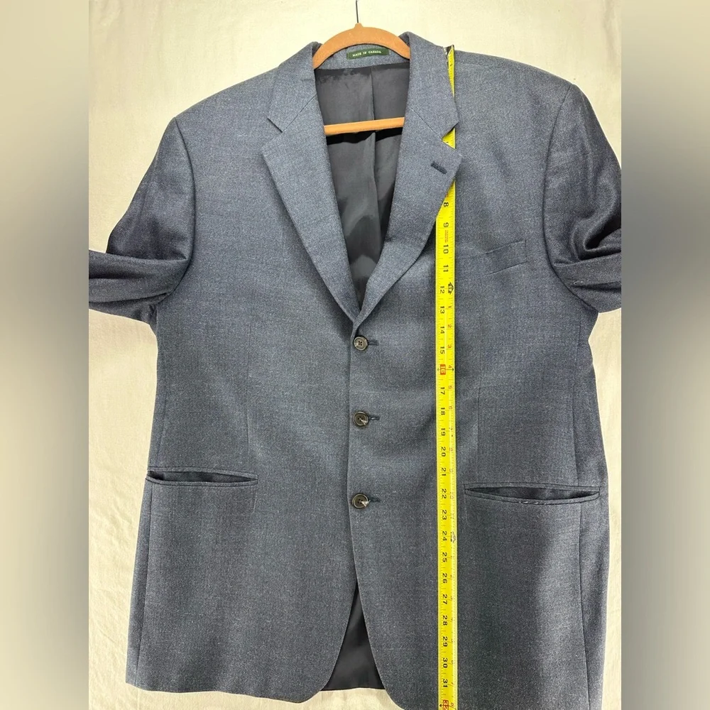 Lauren Ralph Lauren Mens Blazer Blue Herringbone‎ Silk Wool 46R Sport Coat